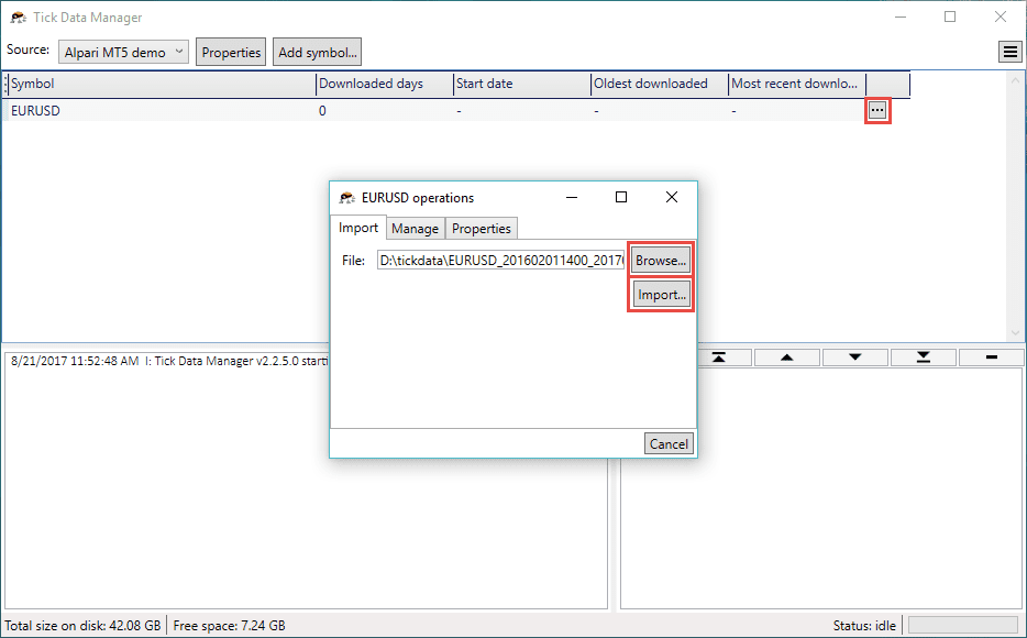 Select the CSV file and click the Import button